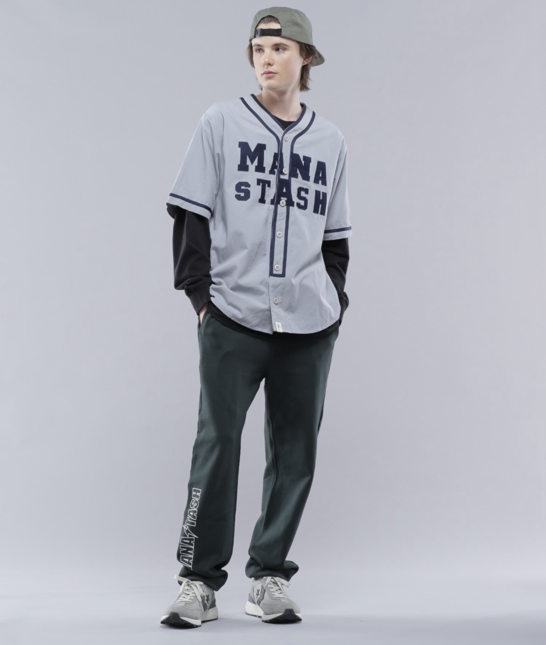 MANASTASH/マナスタッシュ/COLLEGE LOGO BB SHIRT GRAY M
