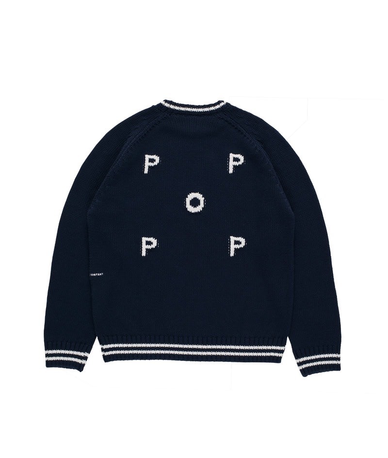 POP TRADING CO/ポップトレーディングカンパニー/Pop Knitted Logo Crewneck Navy NAVY S