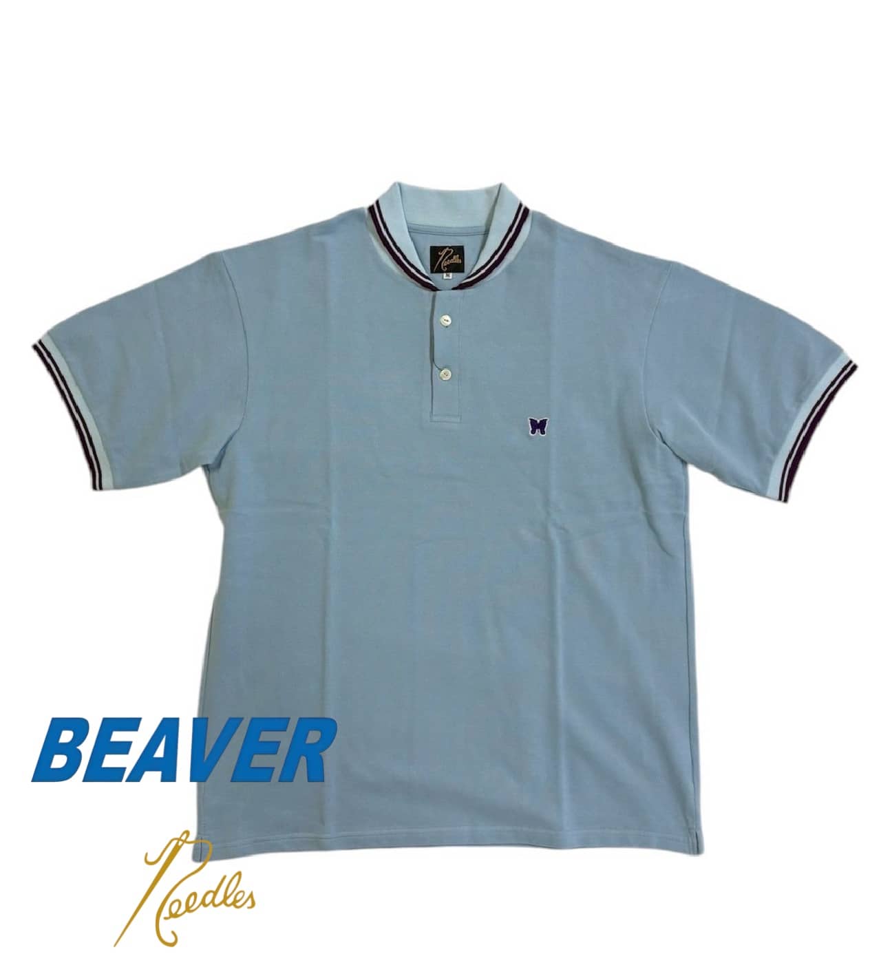 NEEDLES×BEAVER/ニードルズ×ビーバー/別注SHAWL COLLAR S/S POLO - COTTON PIQUE -SAX- ポロシャツ SAX S