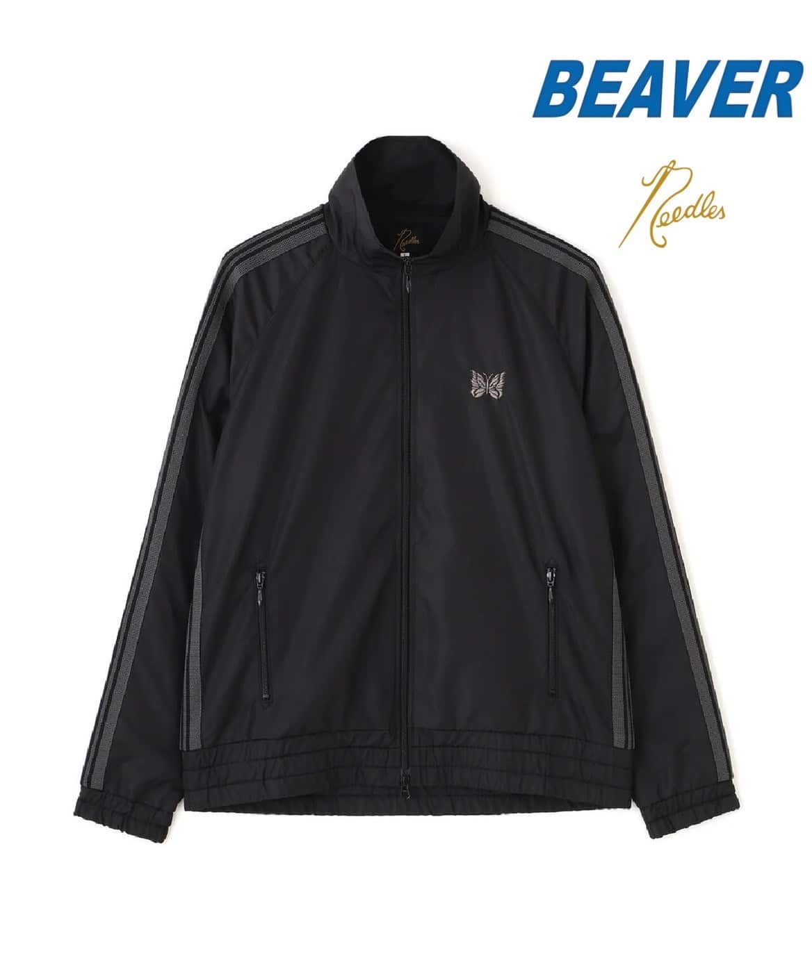 Needles×BEAVER/ニードルズ×ビーバー/別注Track Jacket - NYLON -トラックジャケット ナイロン BLACK M