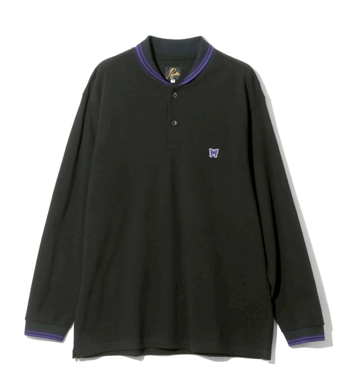 Needles/ニードルズ　L/S Polo Shirt - Cotton Pique 25AW BLACK M