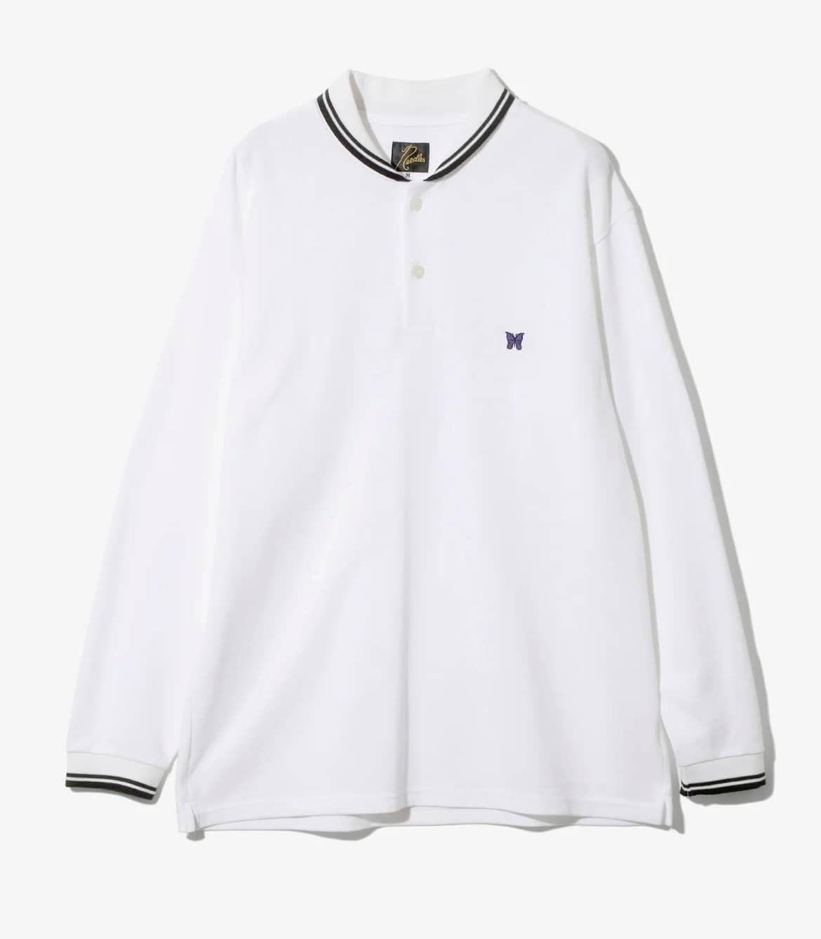 Needles/ニードルズ　L/S Polo Shirt - Cotton Pique 25AW WHITE M