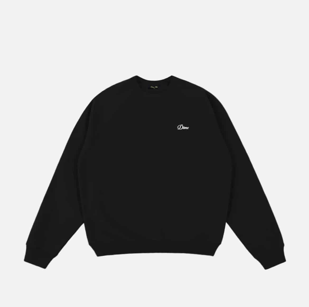 【Dime/ダイム】Cursive Small Logo Crewneck BLACK S