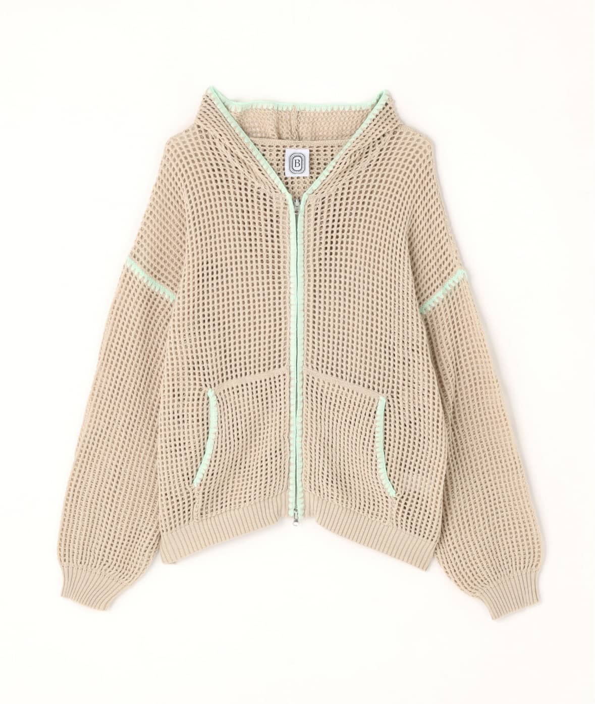 B omnivore/ビーオムニボー/HAND - STITCH MESH HOODIE メッシュフーディー BEIGE M
