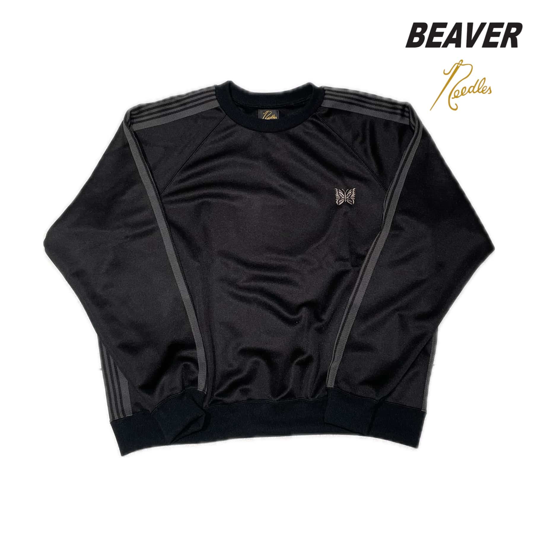 Needles/ニードルズ　BEAVER別注 Track Crew Neck Shirt - Poly Smooth BLACK S
