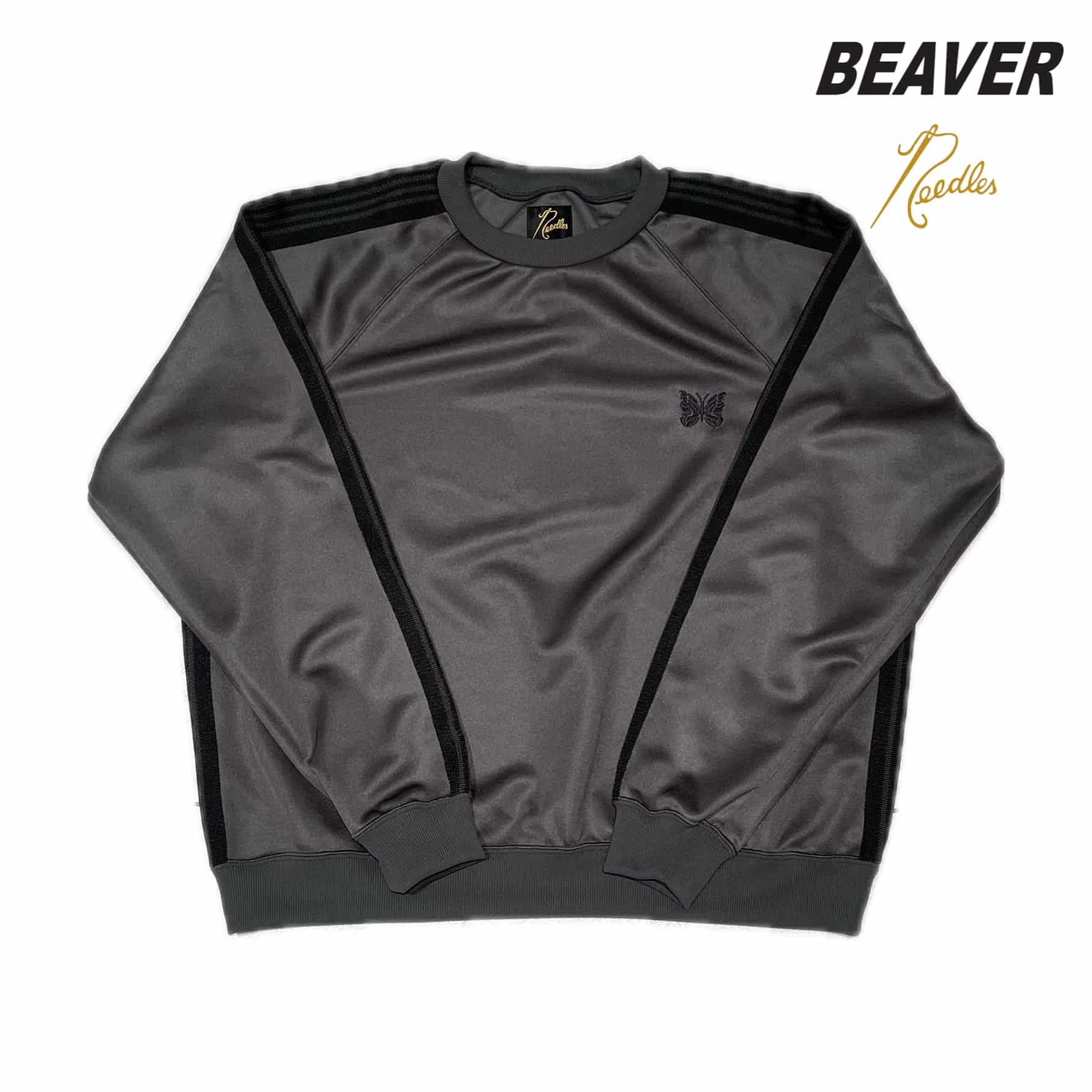 Needles/ニードルズ　BEAVER別注 Track Crew Neck Shirt - Poly Smooth CHARCOAL S