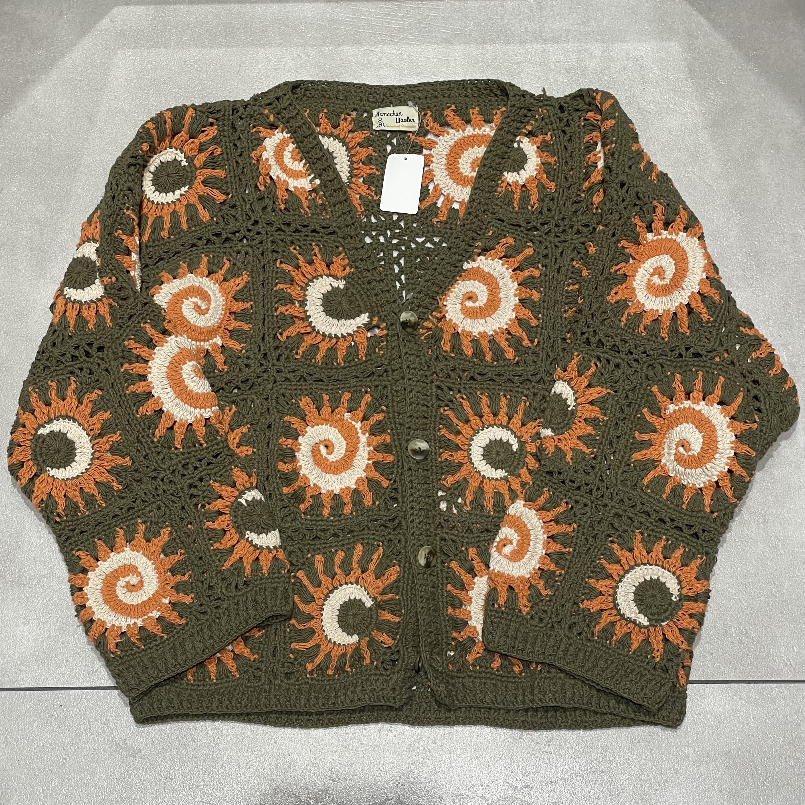 MacMahon Knitting Mills /マクマホンニッティングミルズ/Moon&Sun Cardigan OLIVE FREE