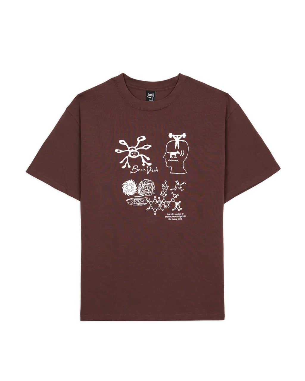 BRAIN DEAD/ブレインデッド/ANCIENT KNOWLEDGE T-SHIRT - BERRY BROWN M