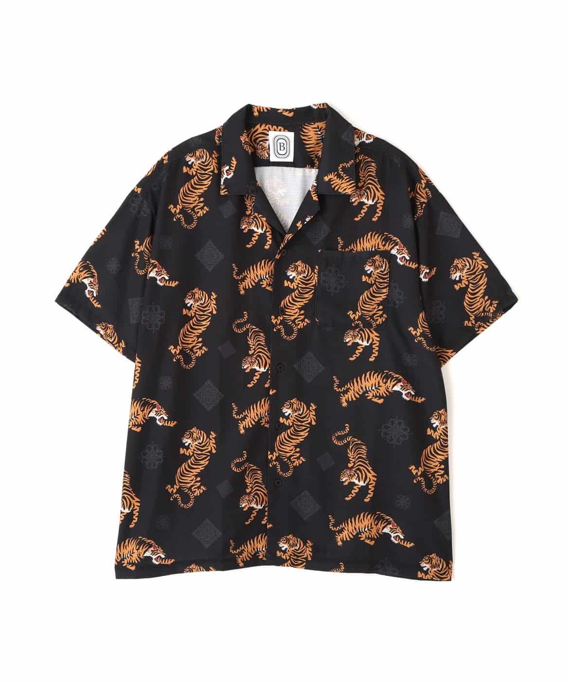 B omnivore/ビーオムニボー/TIGER S/S SHIRT シャツ BLACK M