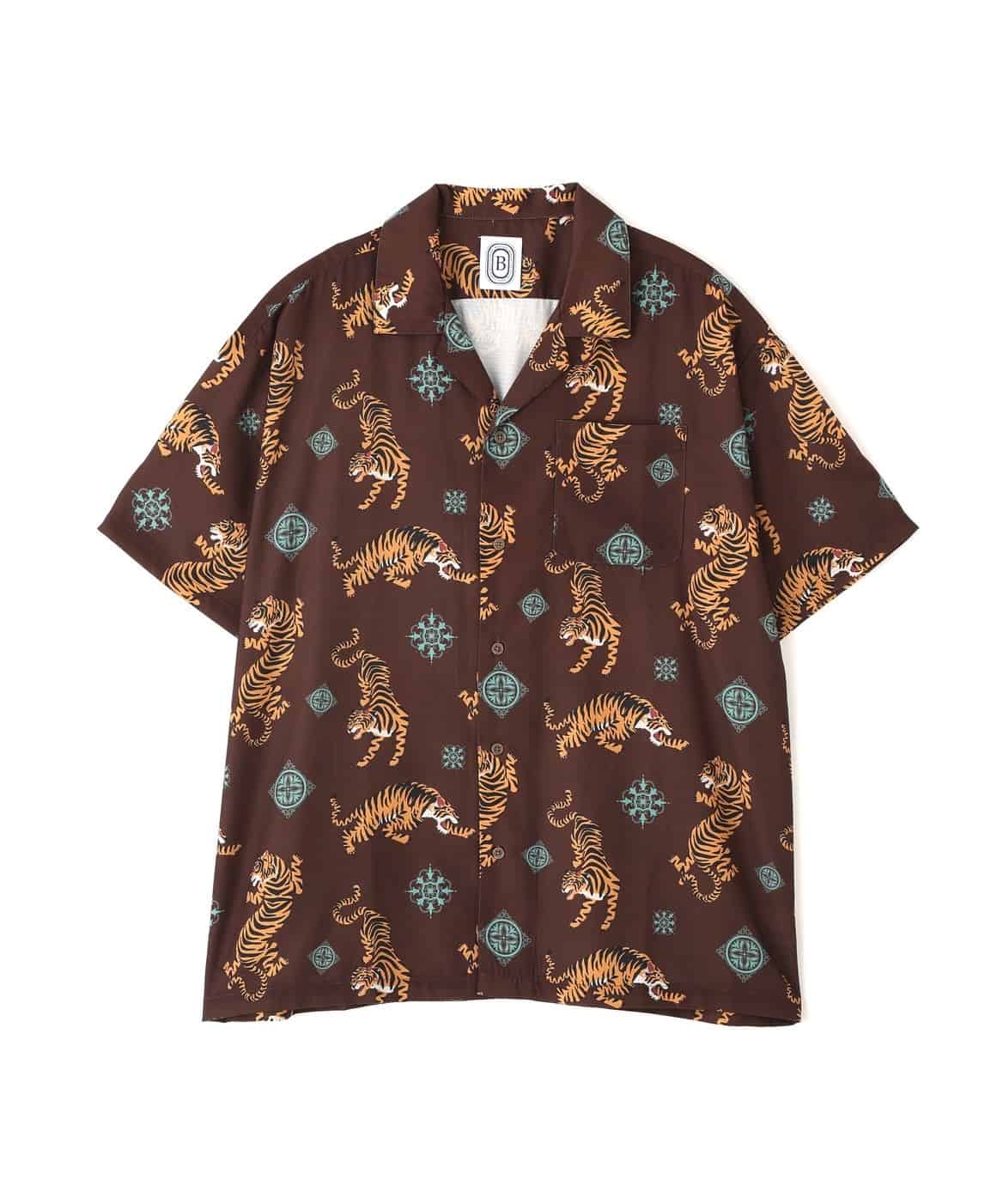 B omnivore/ビーオムニボー/TIGER S/S SHIRT シャツ BROWN M