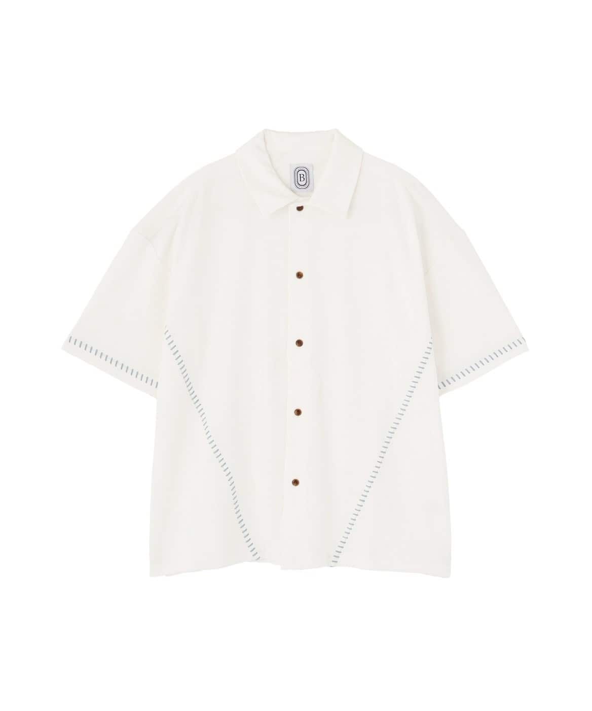 B omnivore/ビーオムニボー　STITCH S/S SHIRT ステッチシャツ WHITE M