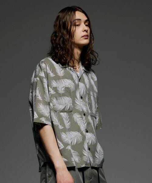 B omnivore/ビーオムニボー　PIGMENT WIND CLOTH SHIRT ピグメントウインドクロスシャツ OLIVE M