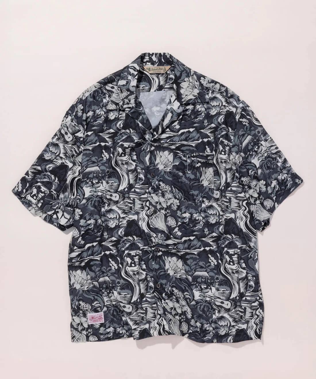 Schott×Pineapple Juice/ショット×パイナップルジュース WATER VALLEY RAYON SHIRT BLACK M