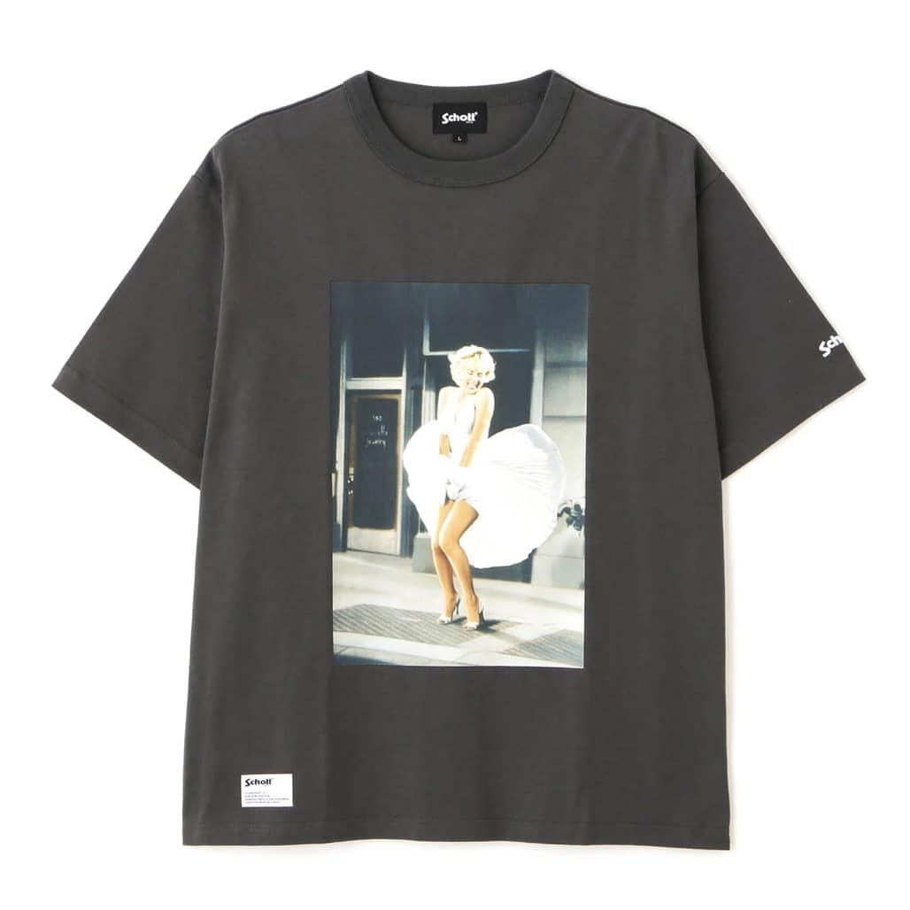 Schott×Marilyn Monroe/ショット×マリリンモンロー/PHOTO T-SHIRT CHARCOAL M