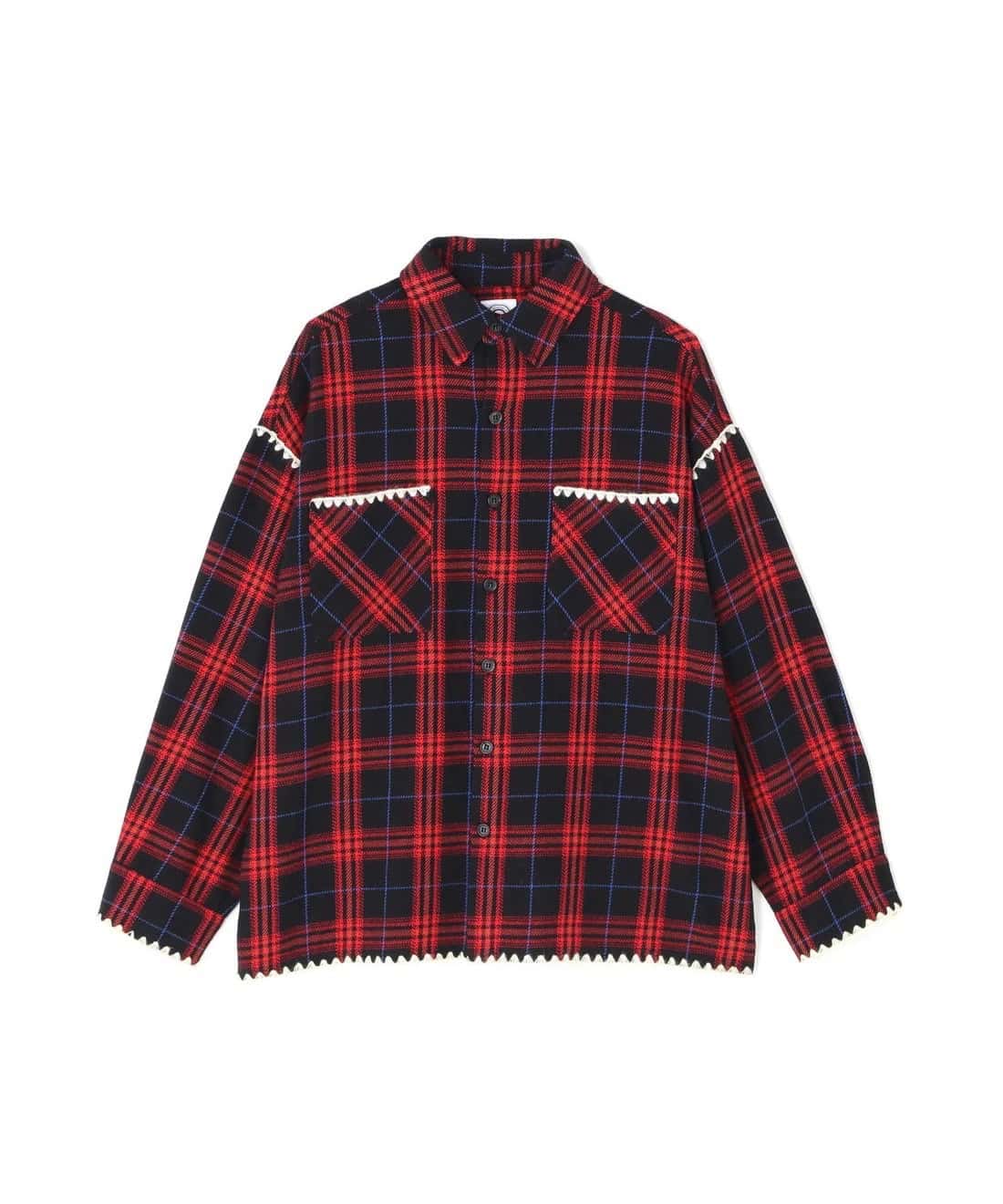 B omnivore/ビーオムニボー/HAND STITCH FLANNEL ハンドステッチフランネルシャツ RED M