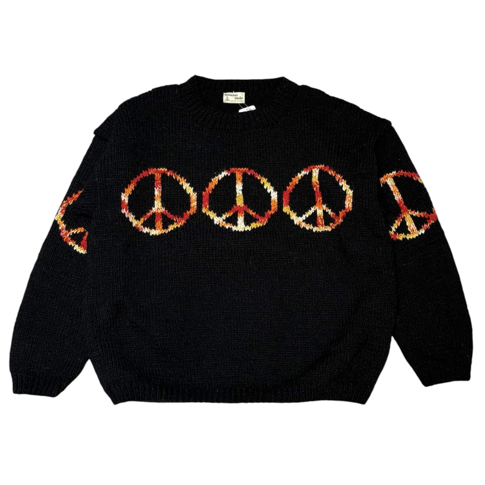 MacMahon Knitting Mills /マクマホンニッティングミルズ/Crew Neck Knit - Peace BLACK ONE SIZE