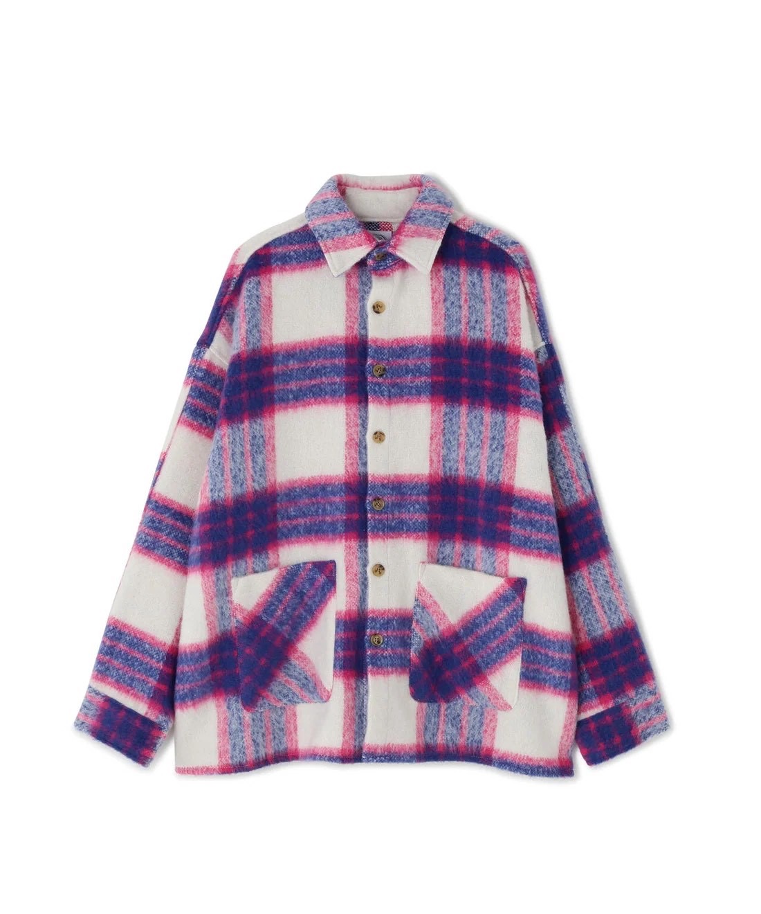 B omnivore/ビーオムニボー/SHAGGY SHIRT CHECK シャギーシャツチェック PINK M