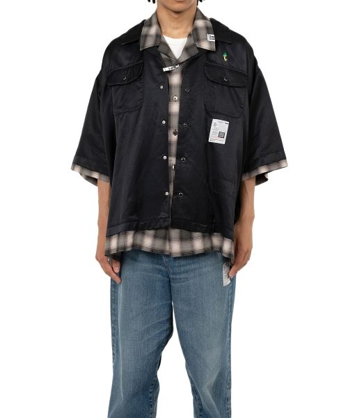 Maison MIHARA YASUHIRO/ Double Layered Short-Sleeve Shirt black 46