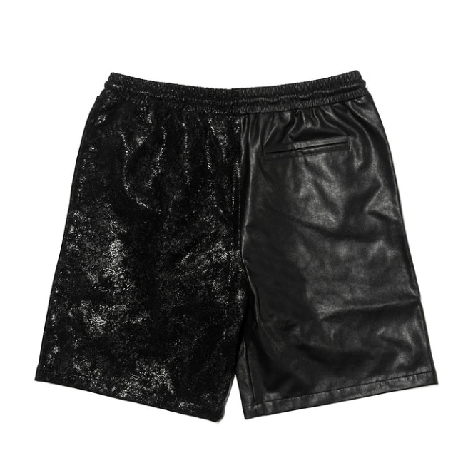 LAST NEST/Leather Switching Shorts / Black black XL