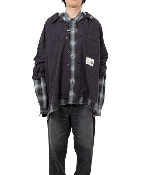 Maison MIHARA YASUHIRO/Layered Long Sleeve Shirt black 48