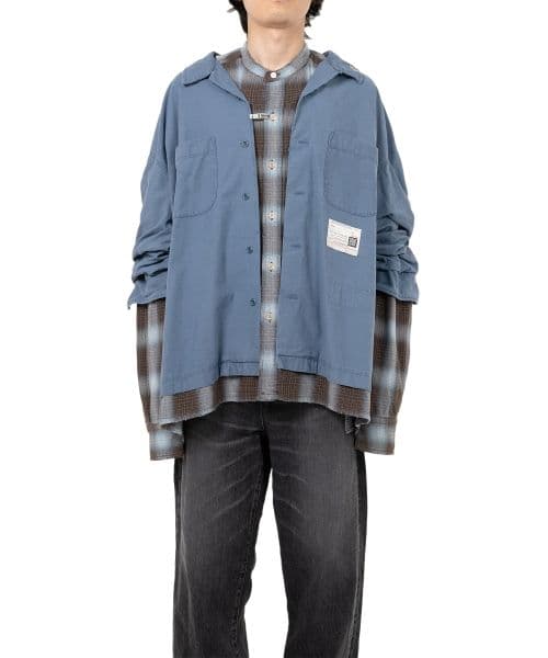 Maison MIHARA YASUHIRO/Layered Long Sleeve Shirt blue 48
