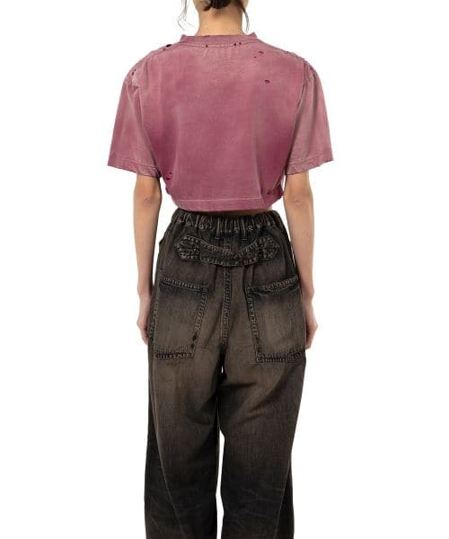 Maison MIHARA YASUHIRO/Sun Faded Like Crop T-shirt red 36