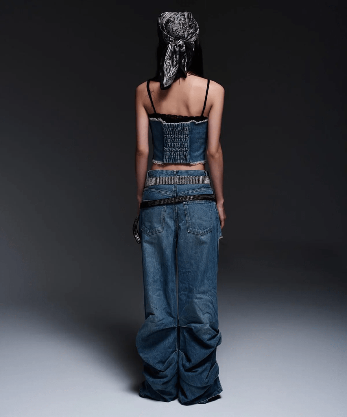 MITSUKI/ミツキ/DENIM CUT-OUT PANTS blue M