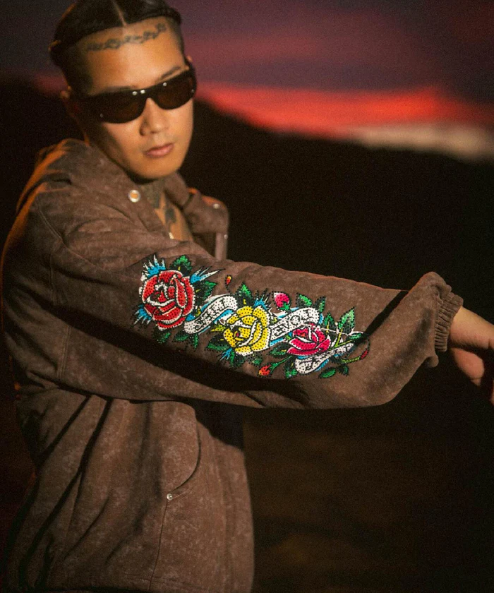 FR(13)NDS × Ed Hardy/フレンズ × エド・ハーディ/コラボジップフーディ brown L