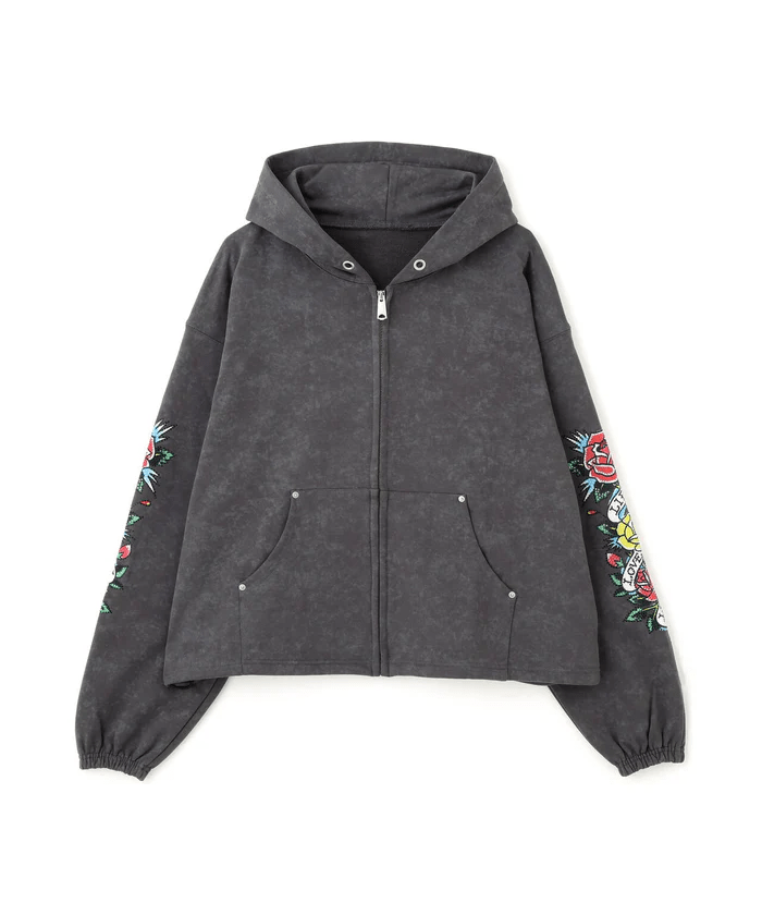 FR(13)NDS × Ed Hardy/フレンズ × エド・ハーディ/コラボジップフーディ gray L