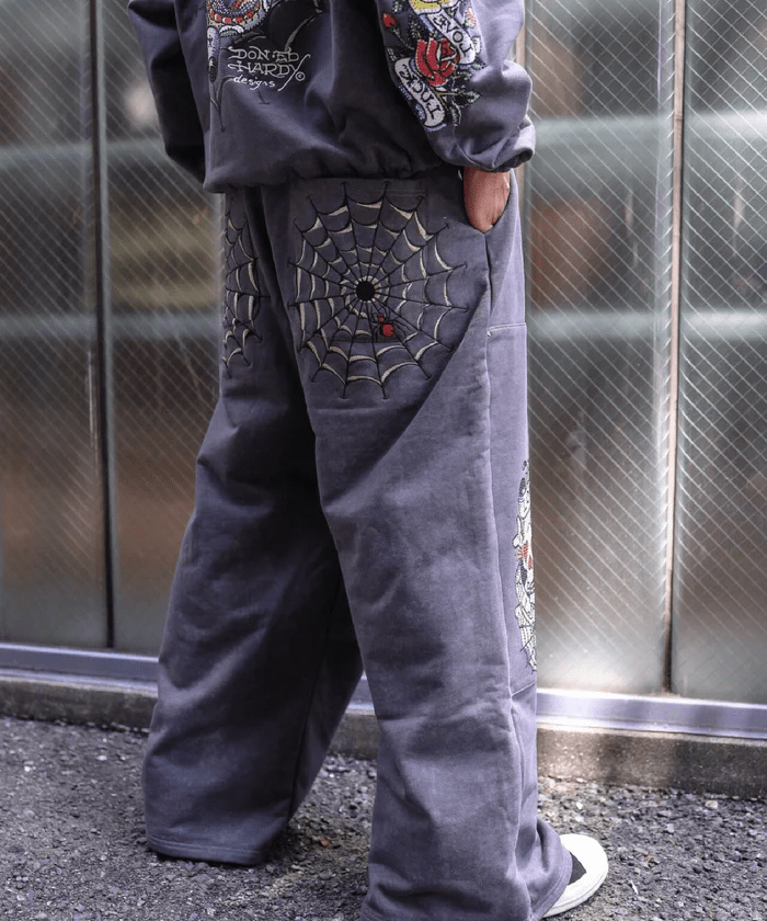 FR(13)NDS × Ed Hardy/フレンズ × エド・ハーディ/コラボ ダブルニースウェットパンツ gray L