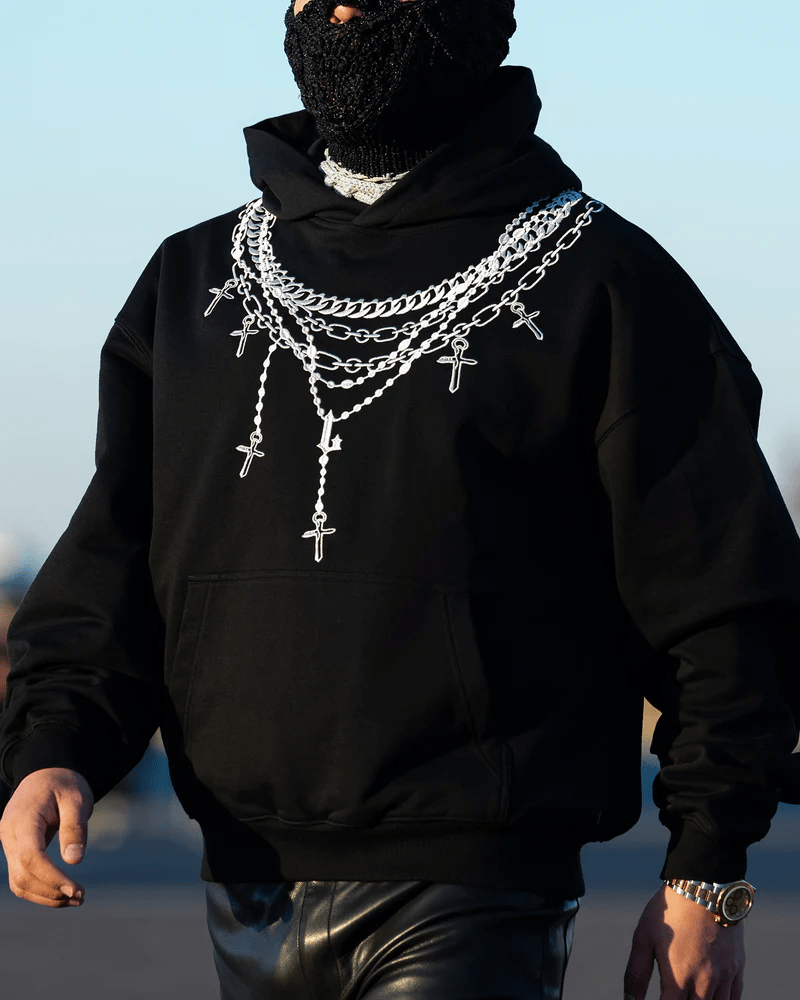 LAST NEST/Necklace Hoodie / Black black M