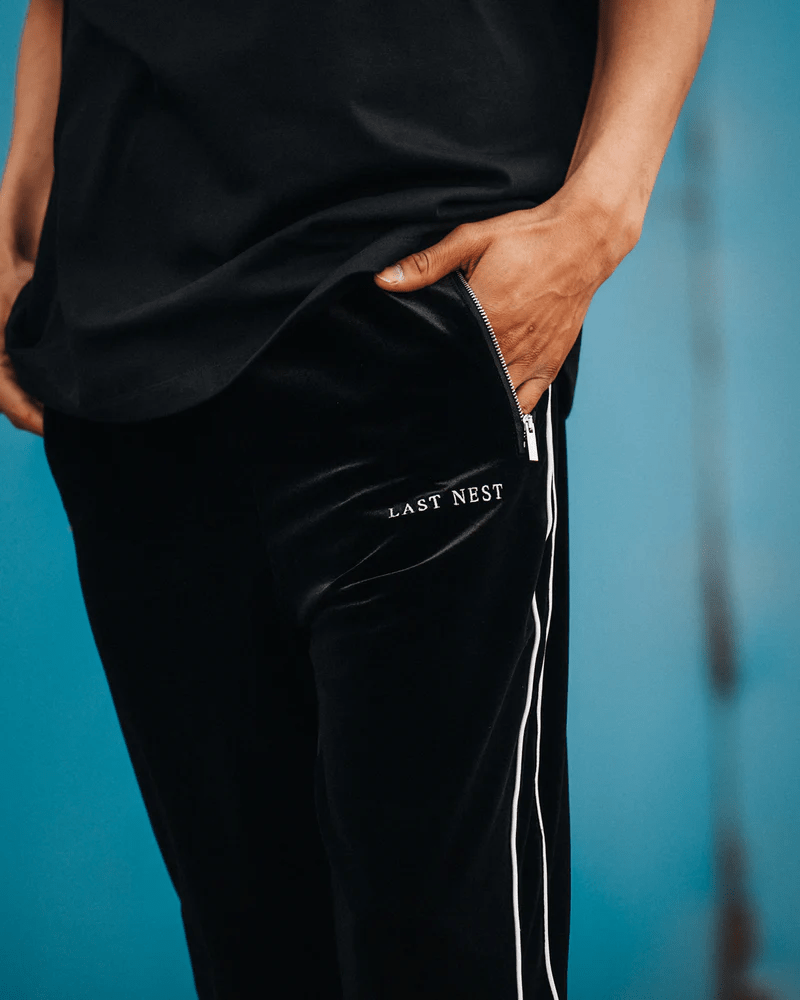 LAST NEST/Velour Track Pants V2 / Black black XL