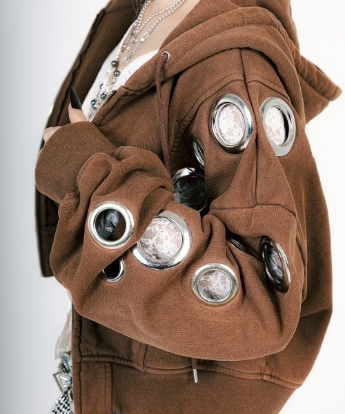 MITSUKI/ミツキ/EYELET HOODIEＥ brown F