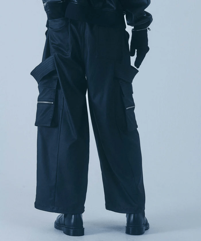 FR(13)NDS/フレンズ/コーティングワイドカーゴパンツ black F