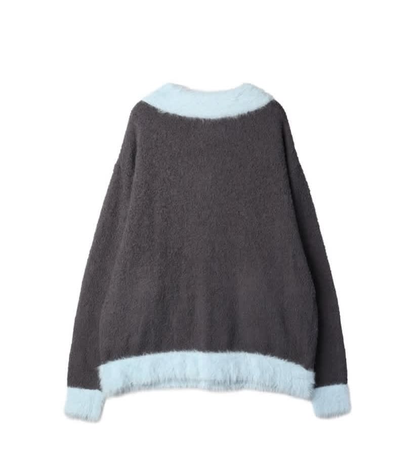 amok /アモク/COLLARLESS KNIT JACKET gray F