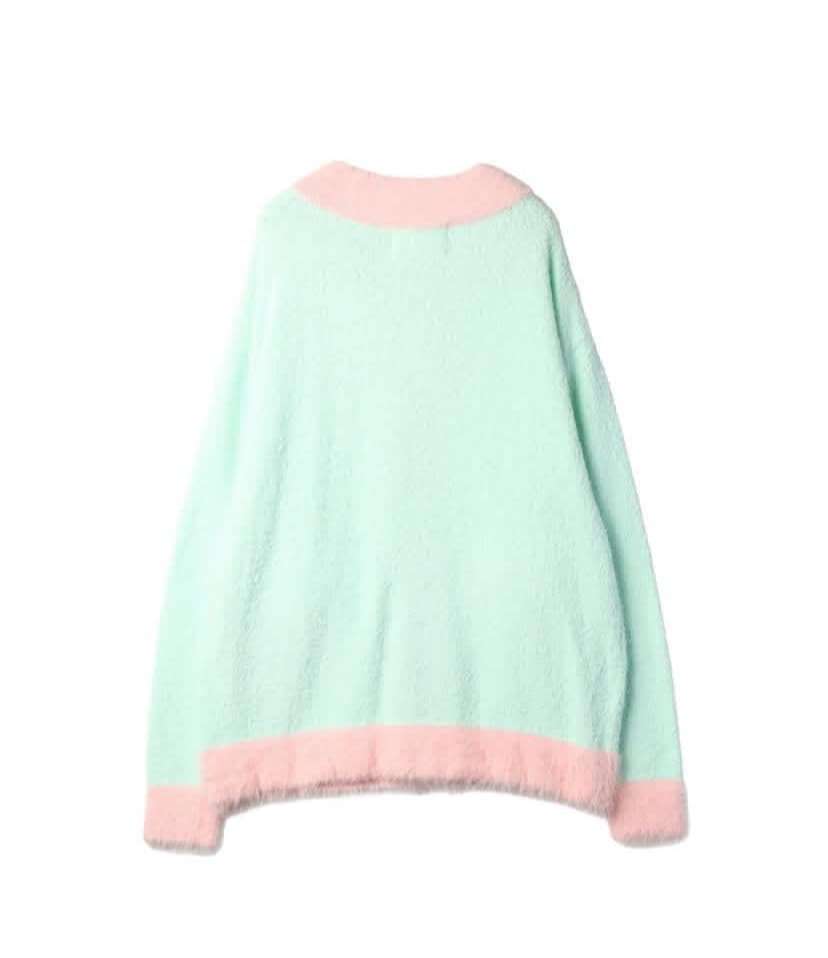 amok /アモク/COLLARLESS KNIT JACKET MINT GREEN F