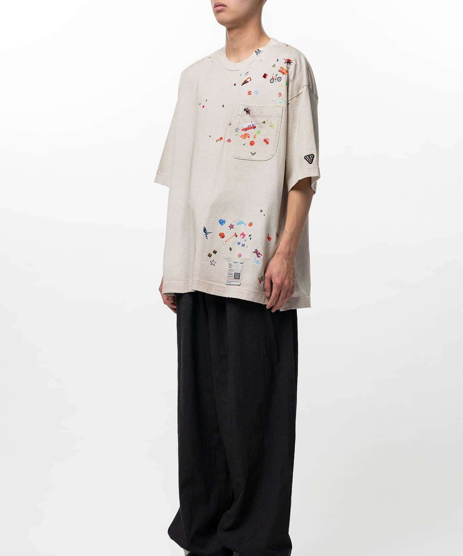 Maison MIHARA YASUHIRO/Kids Sticker Printed T-shirt gray 50