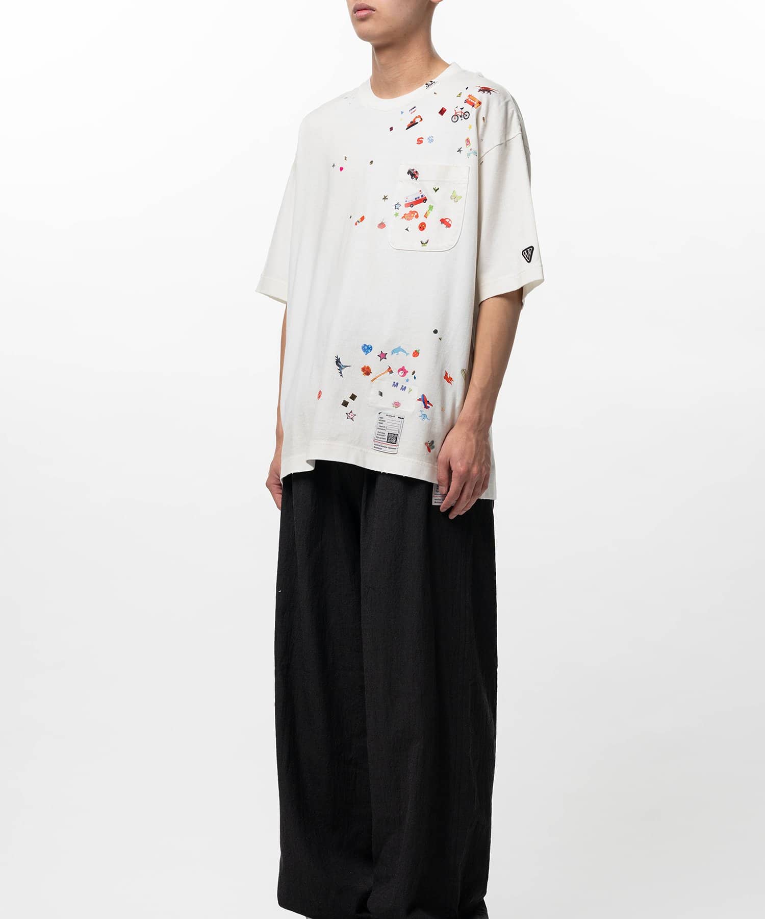 Maison MIHARA YASUHIRO/Kids Sticker Printed T-shirt white 46