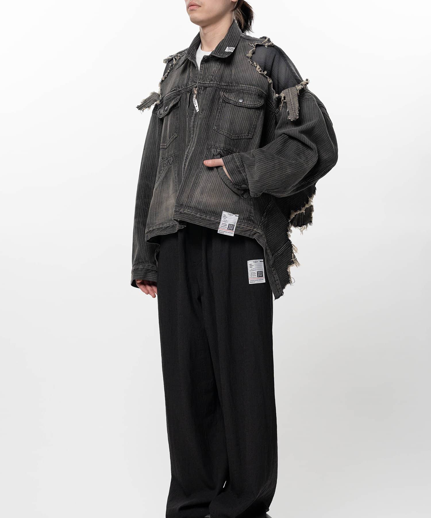 Maison MIHARA YASUHIRO/Check Shirt Layered Denim Jacket black 44