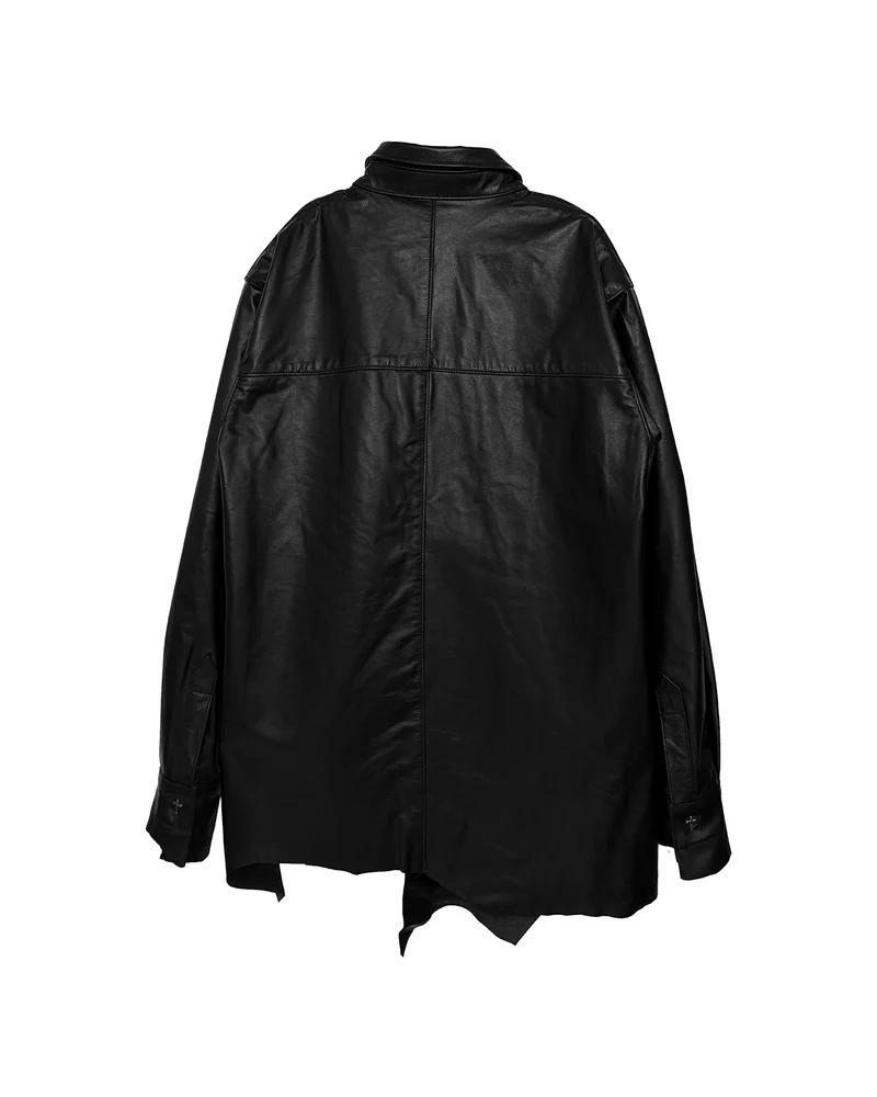 LAST NEST/Leather L/S Shirts / Black black L