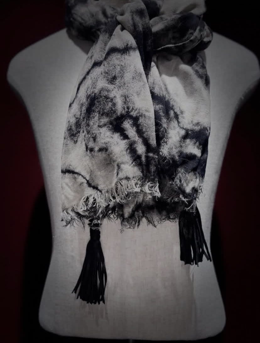 KMRii/ケムリ/Tie Dye Square Stole 05 black F