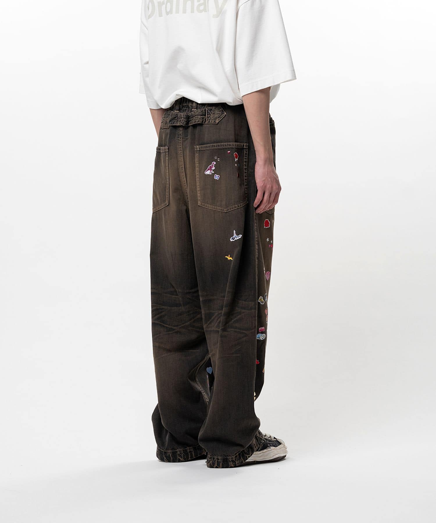 Maison MIHARA YASUHIRO/Kids Sticker Printed Baker Denim Pants black 46