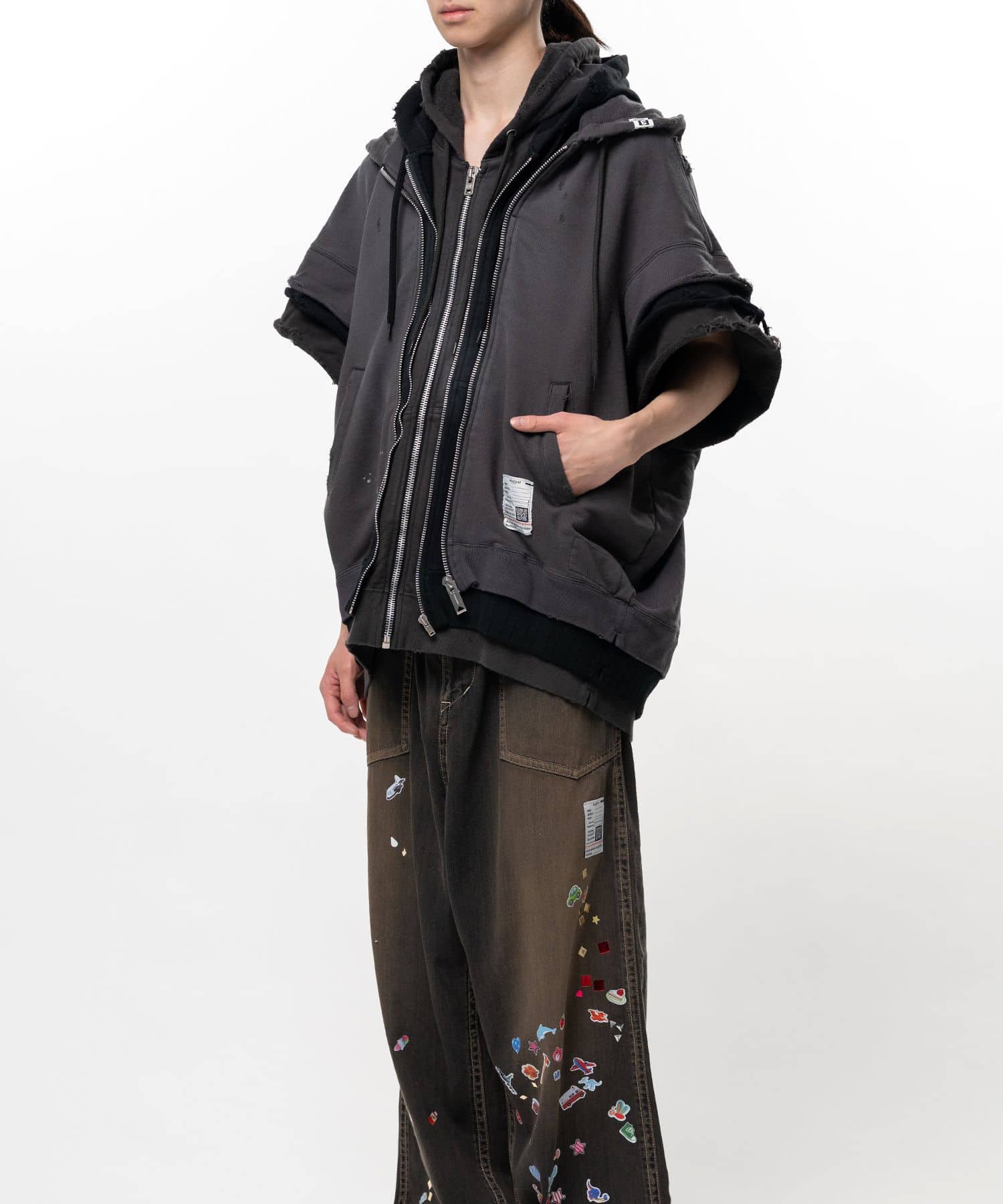 Maison MIHARA YASUHIRO/Triple Layered Zip-up Sweat Vest black 44