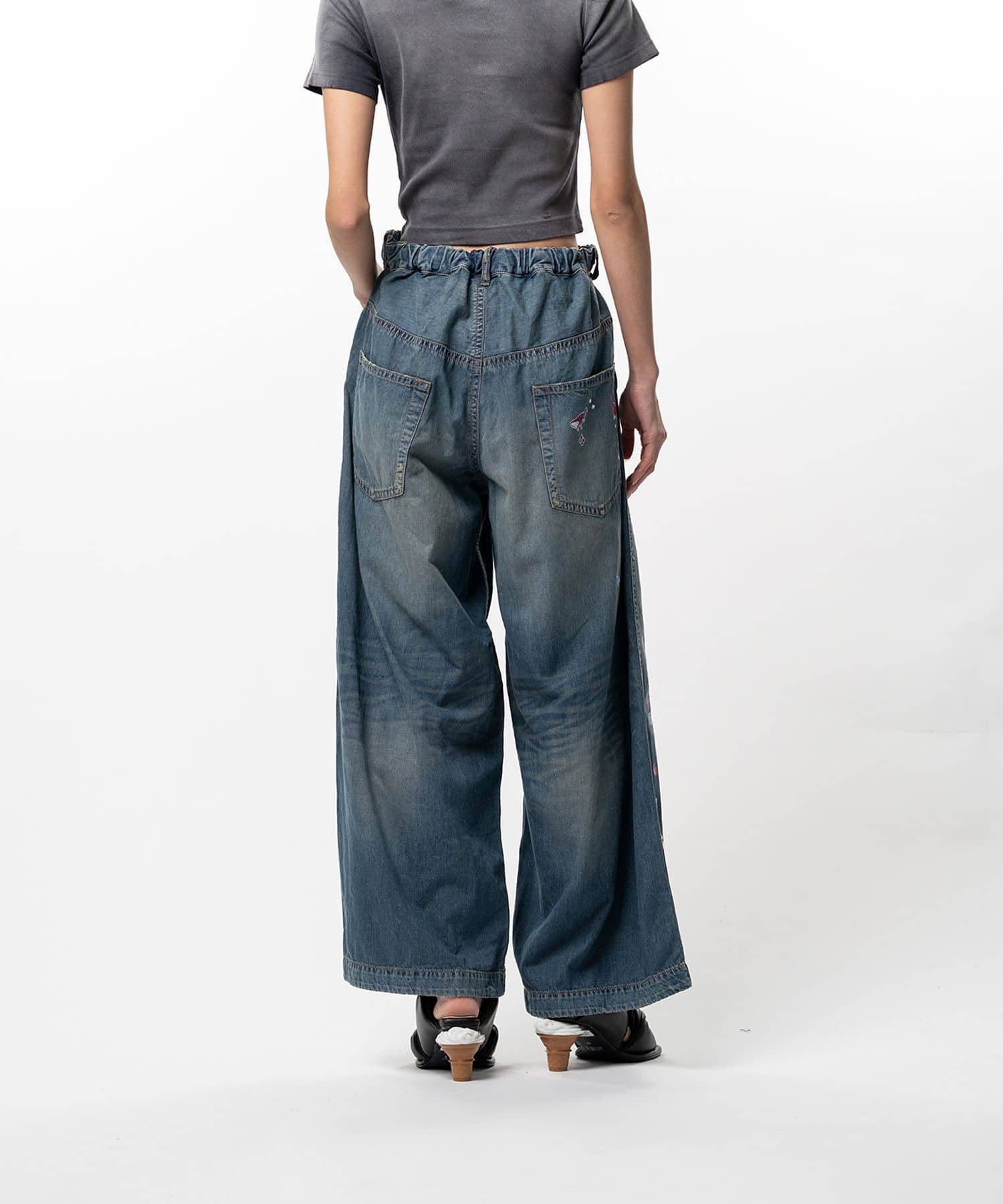 Maison MIHARA YASUHIRO/Kids Sticker Printed Wide Denim Pants INDIGO 36