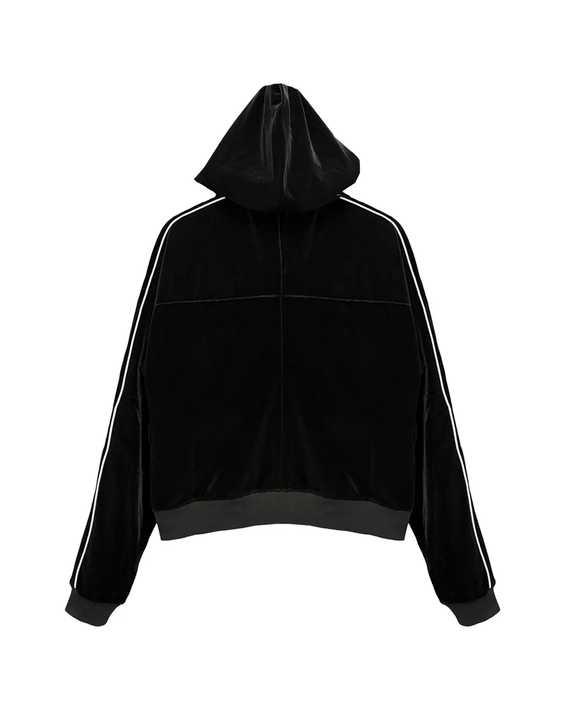 LAST NEST/Velvet Track Hoodie / Black black M