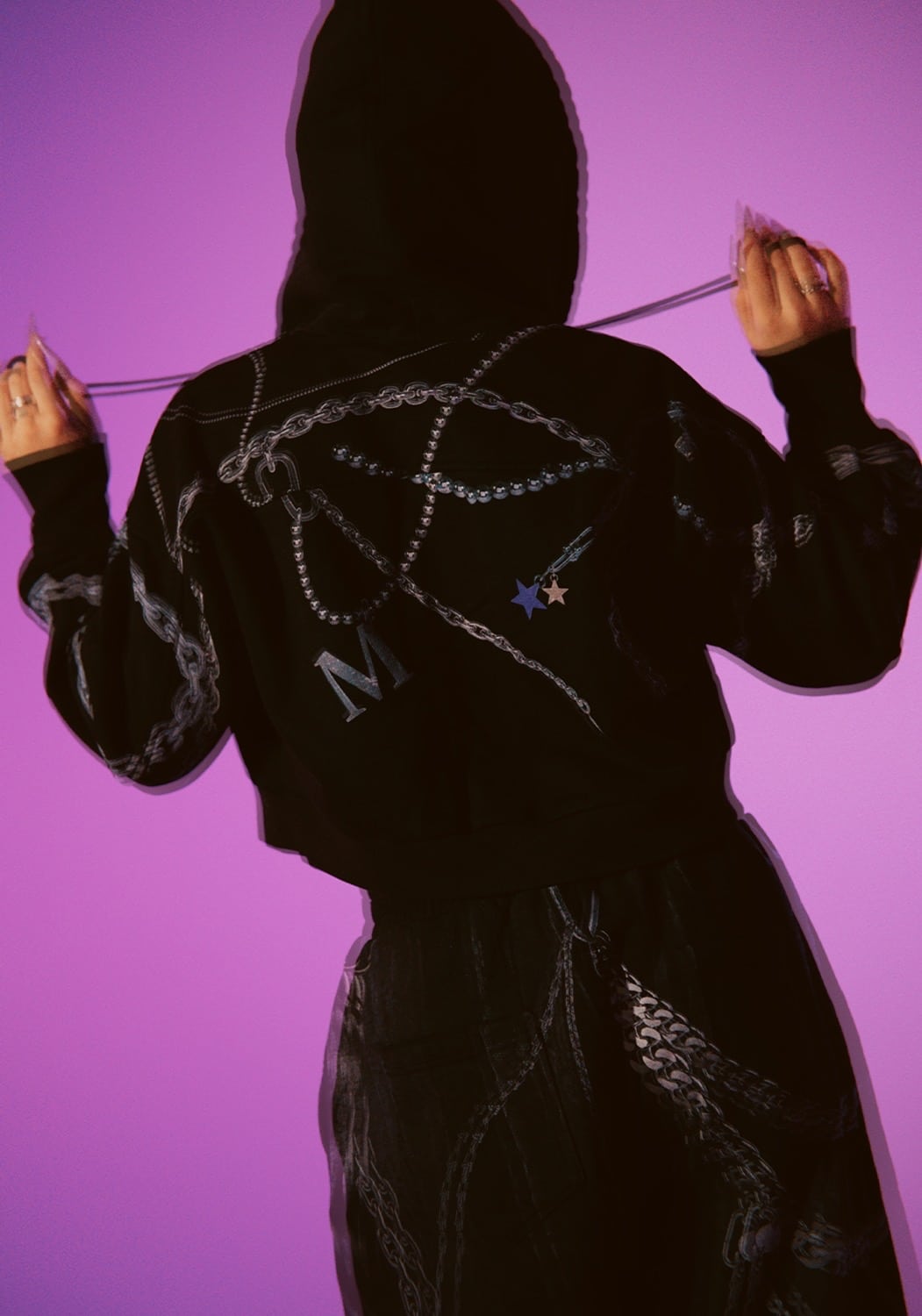 MITSUKI/Mitsuki Printed Hoodie black F