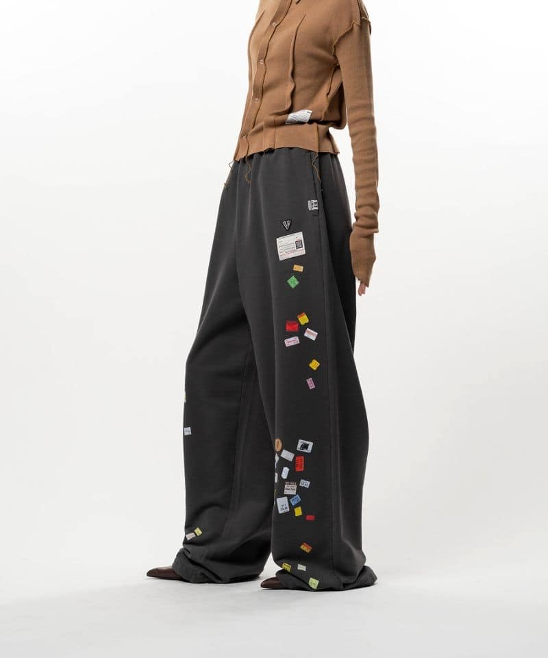 Maison MIHARA YASUHIRO/Price Tag Sticker Printed Wide Sweat Pants black 36