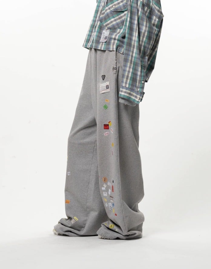 Maison MIHARA YASUHIRO/Price Tag Sticker Printed Wide Sweat Pants gray 36