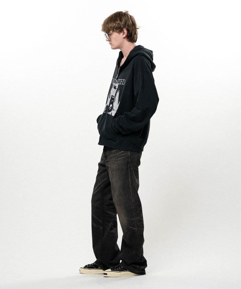 KAMIYA/"DISTORTED Girl" Zip-up Hoodie black S