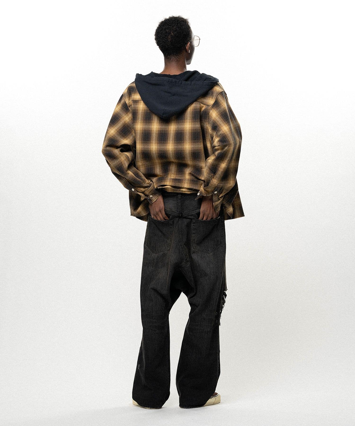 KAMIYA/Distressed Sarouel Denim Pants black S